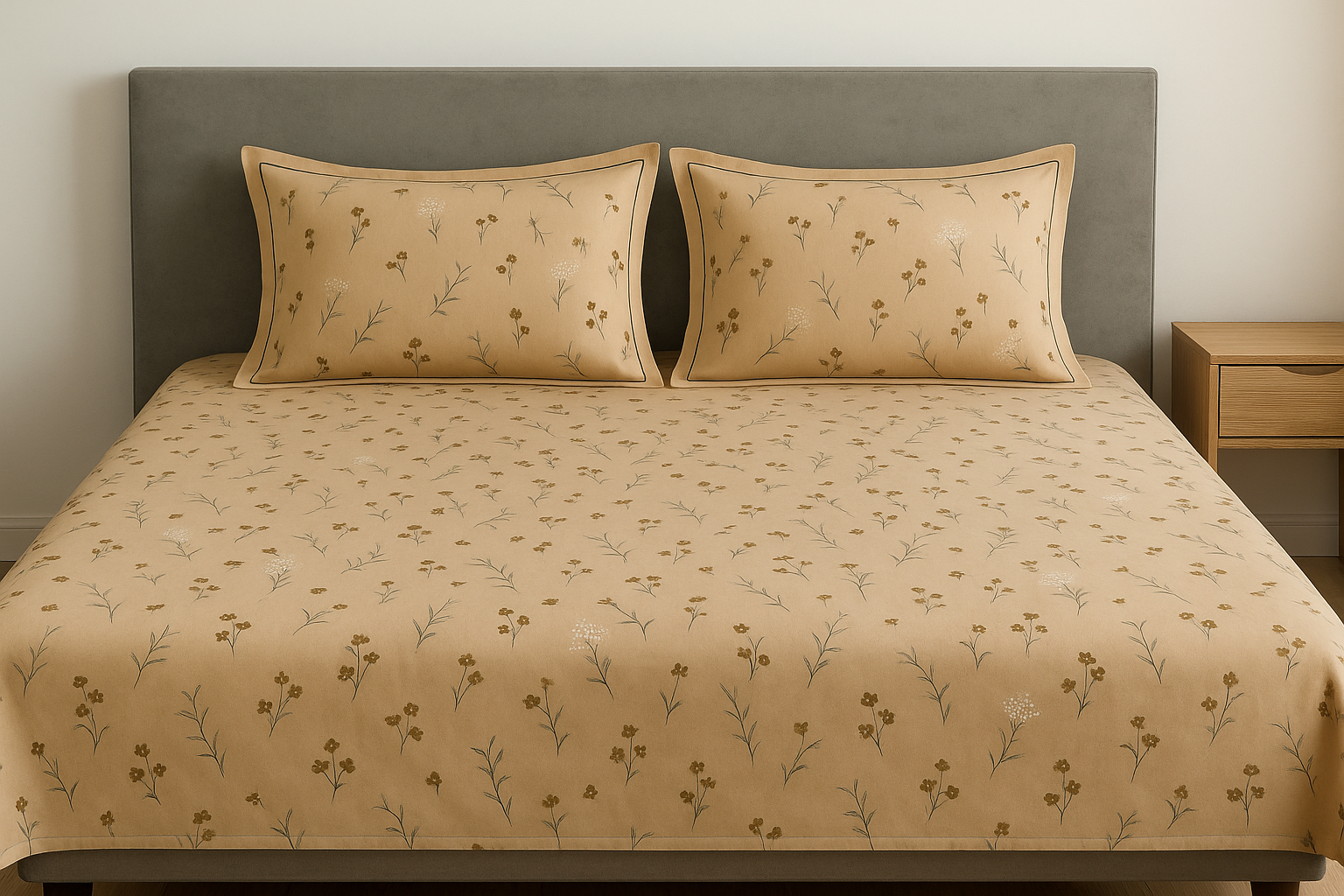 Floral Warmth - 600 TC Cotton Bedsheet Set with Two Pillow Covers