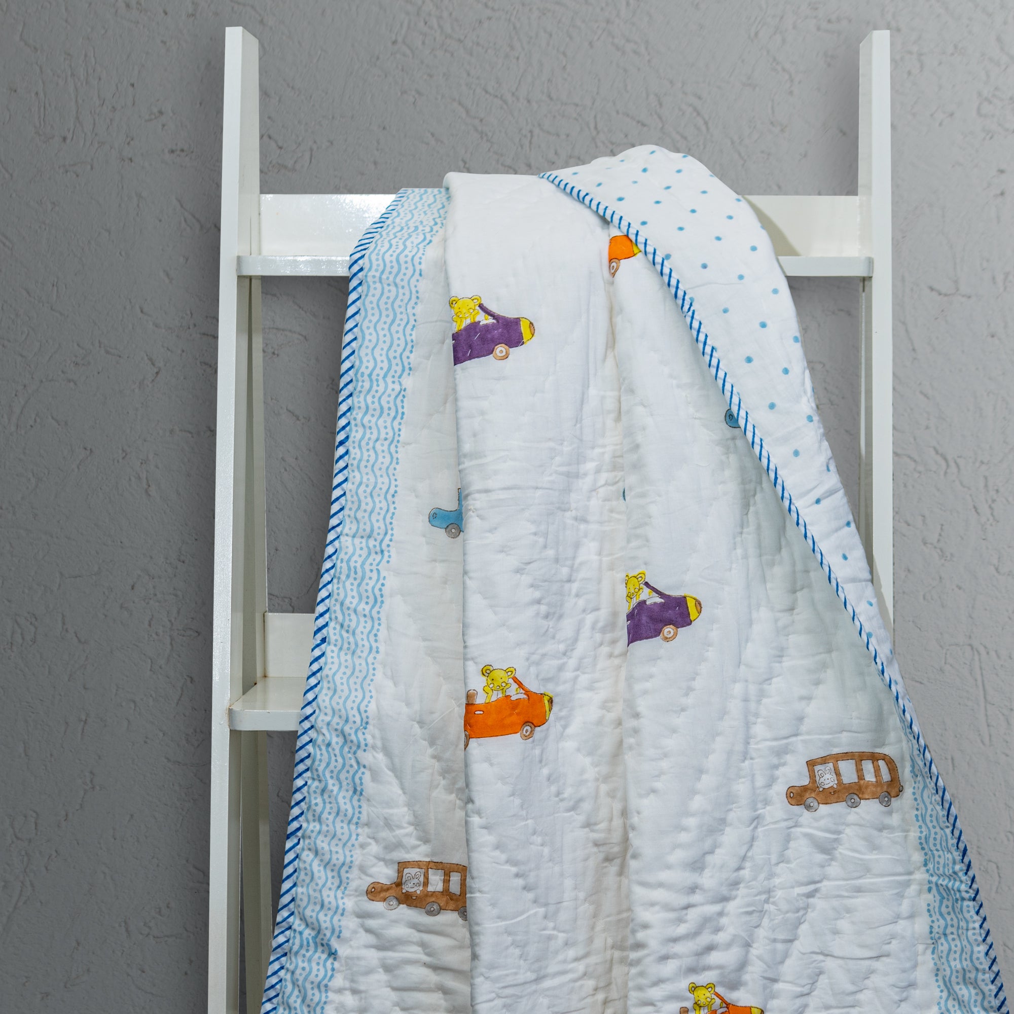 Beep Beep Muslin Baby Quilt