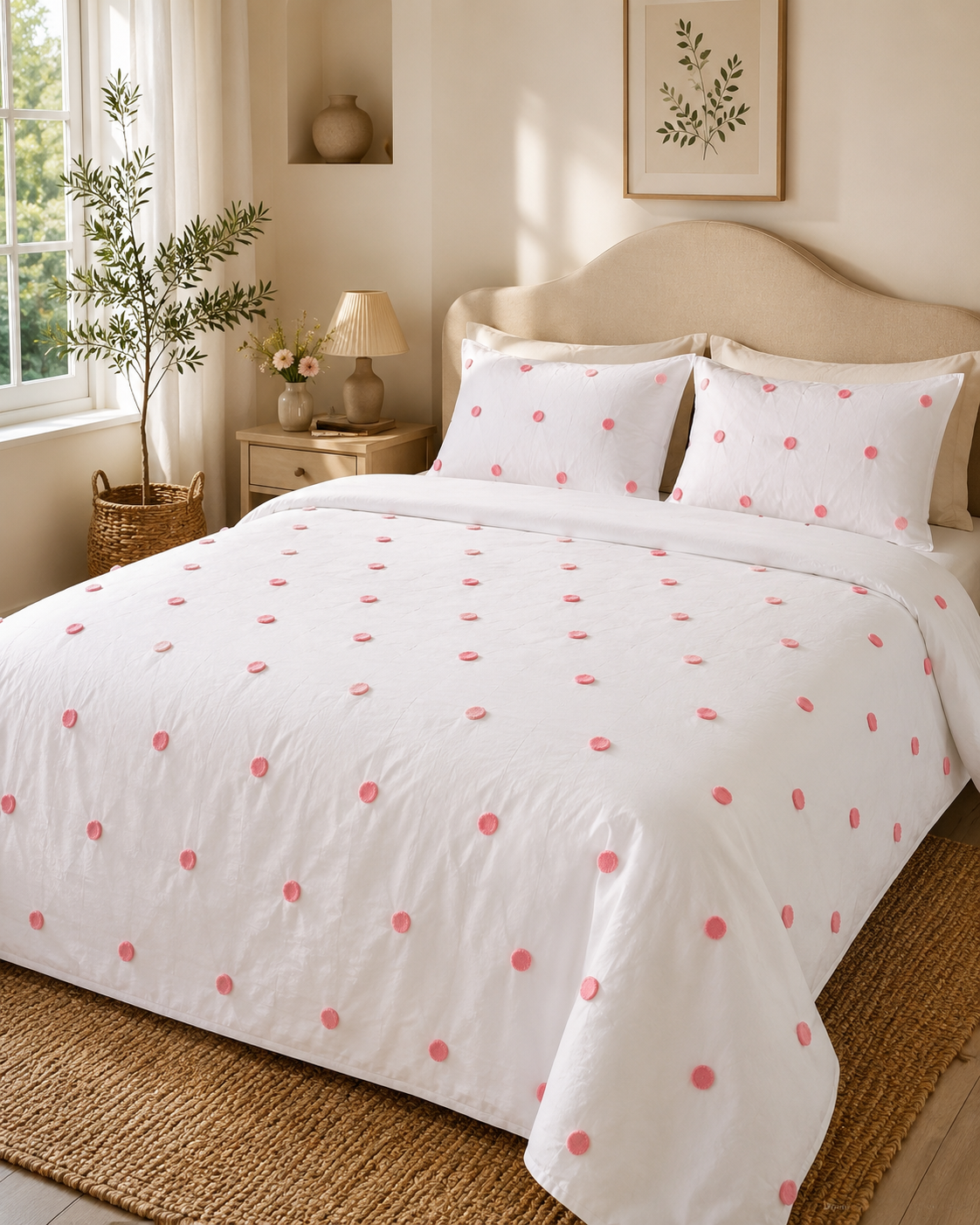 Pink Polka Dots Pure Cotton Bedding