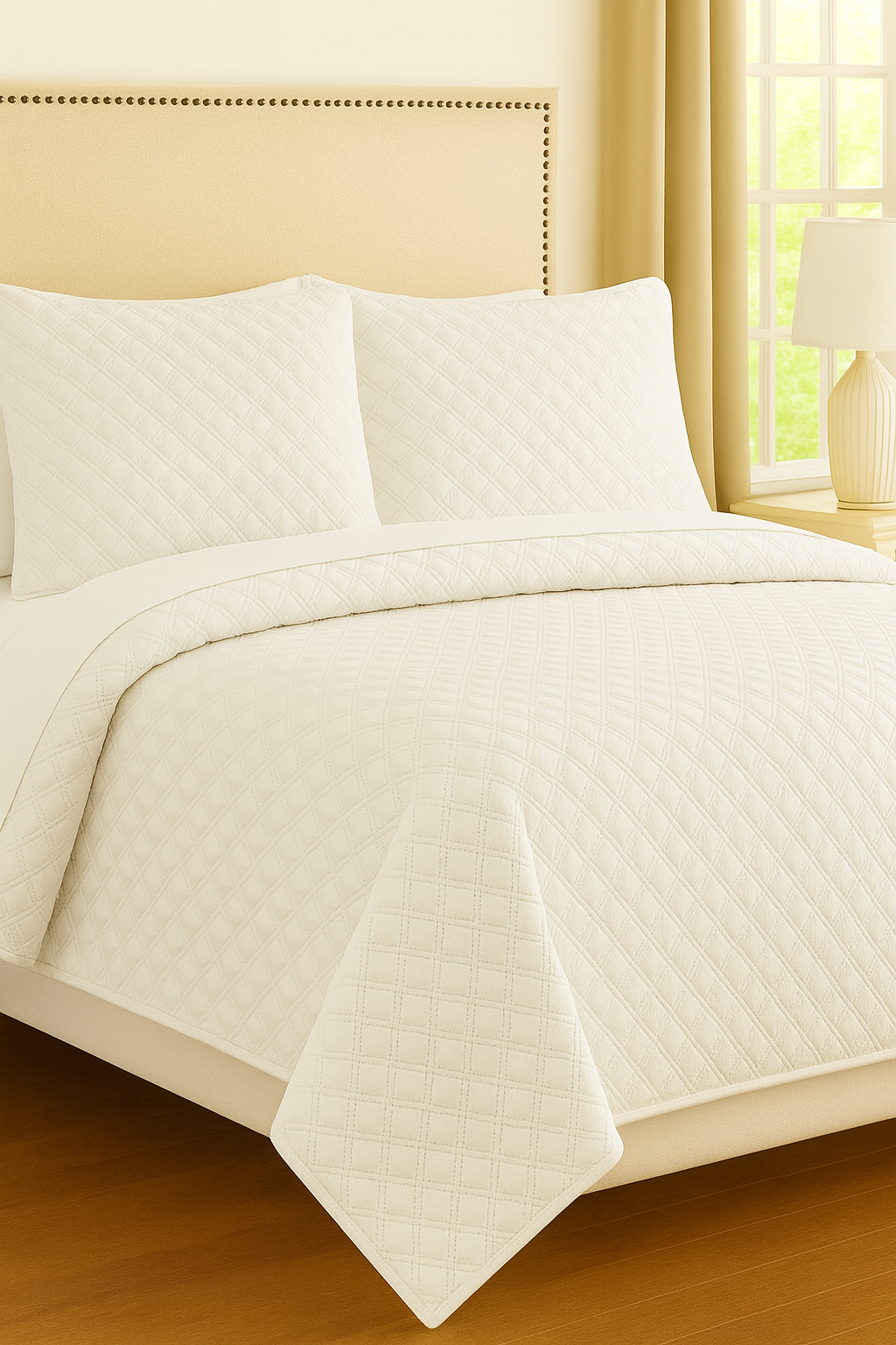 The Ivory Cotton Bedcover with two matching pillow covers