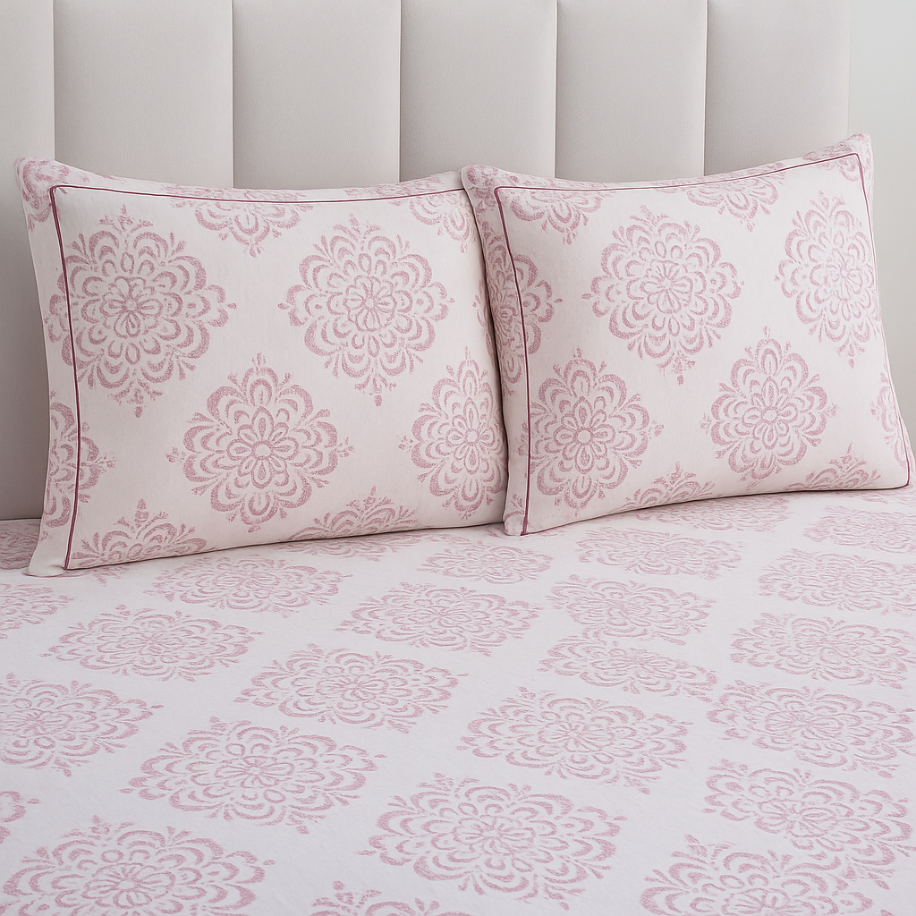The Rustic Opulence - 600TC Super King size Cotton Bedsheet with two Matching Pillow Covers