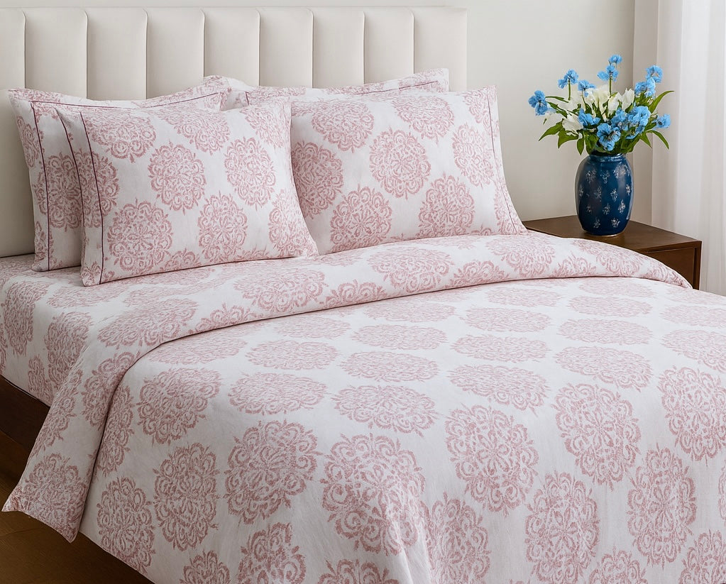 The Rustic Opulence - 600TC Super King size Cotton Bedsheet with two Matching Pillow Covers