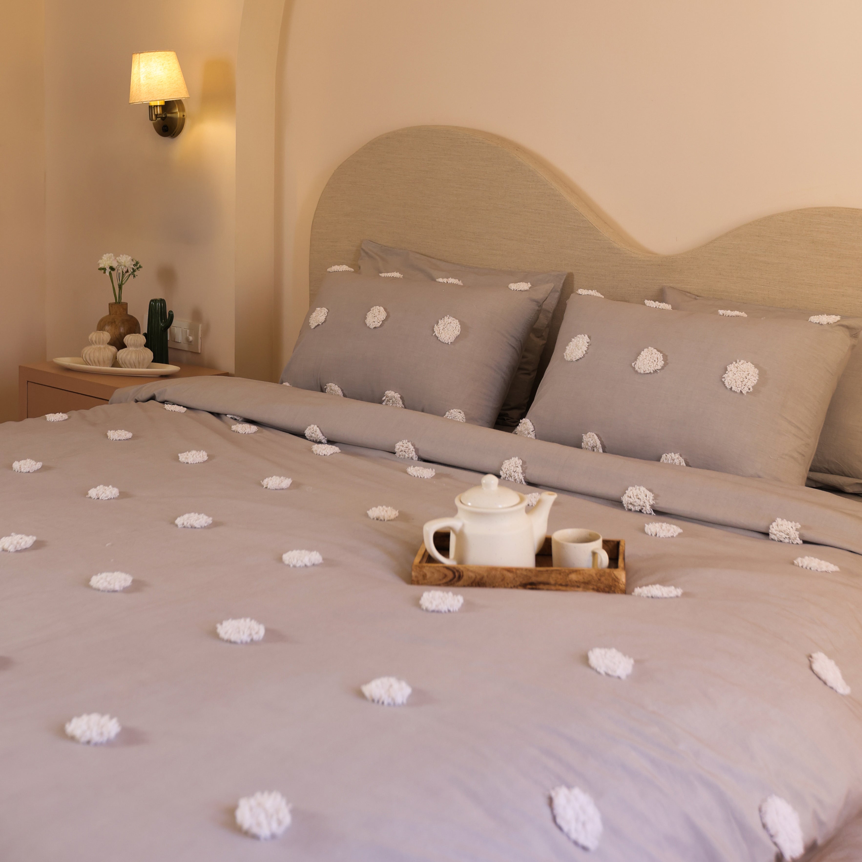 Grey Polka Dots Pure Cotton Bedding