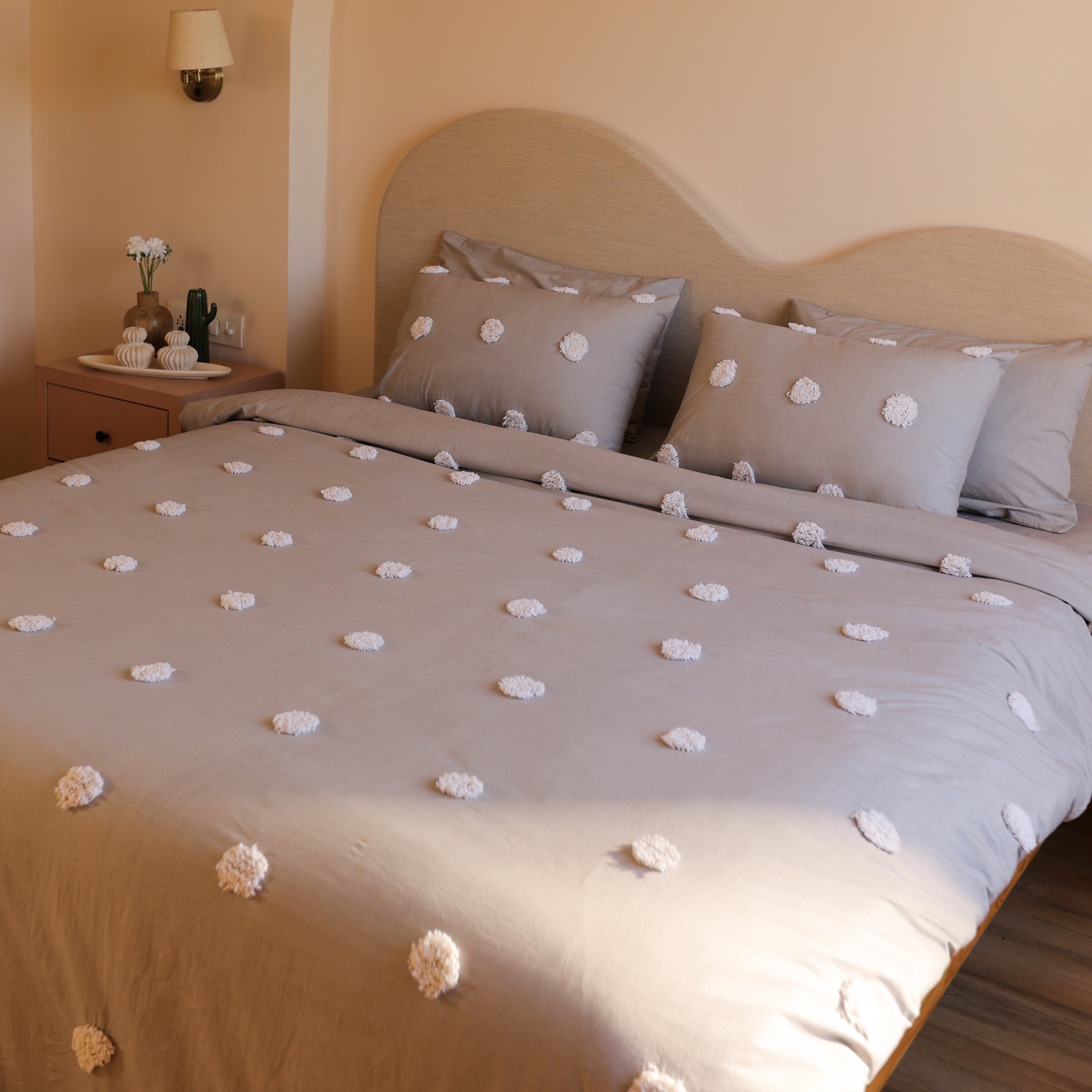 Grey Polka Dots Pure Cotton Bedding