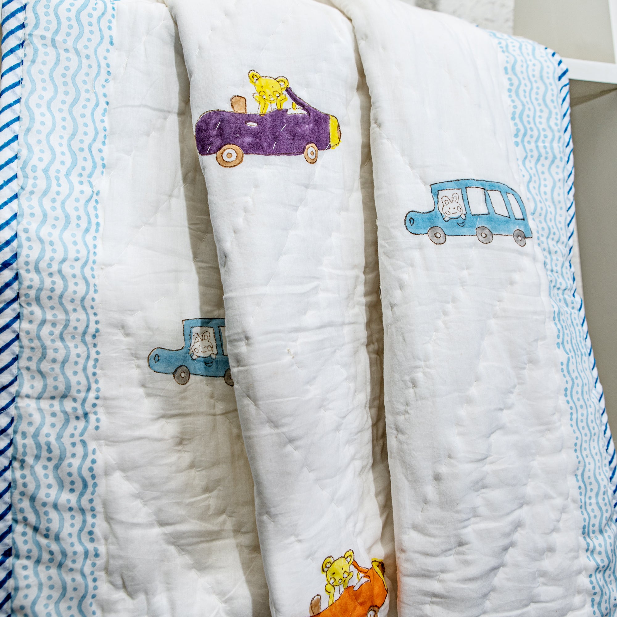 Beep Beep Muslin Baby Quilt