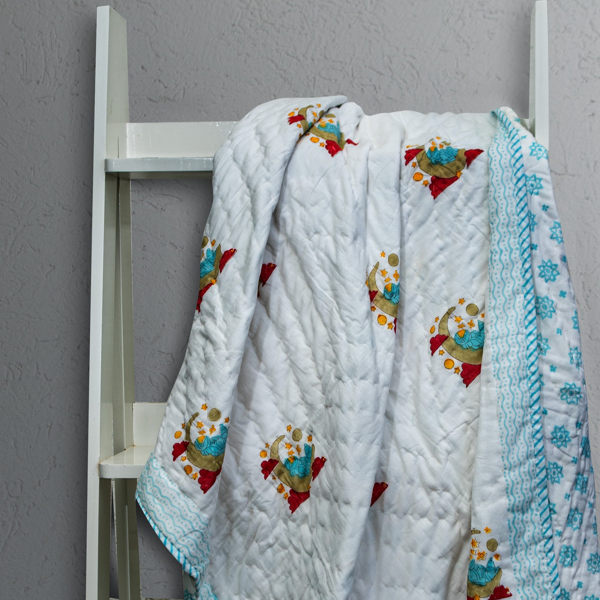Sleepy Astronaut Muslin Baby Quilt