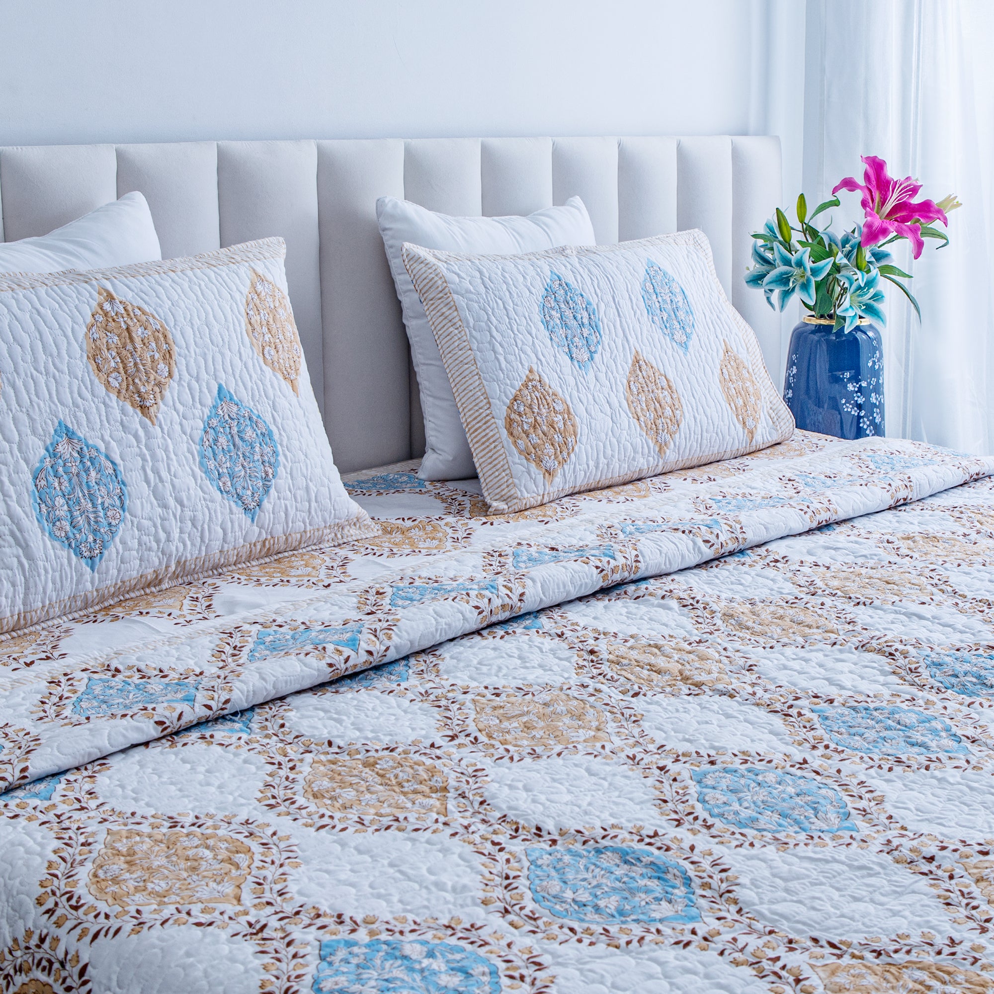 The Fern Retreat - Pure Cotton Bedcover with two matching pillow covers