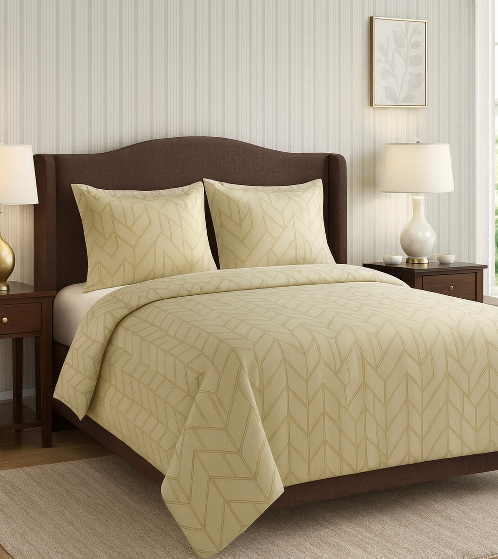 Beige Warmth - 600 TC Cotton Bedsheet Set with Two Pillow Covers