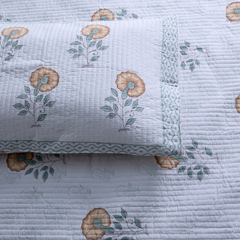 Serene Ensemble - Pure Cotton Bedcover with two matching pillow covers