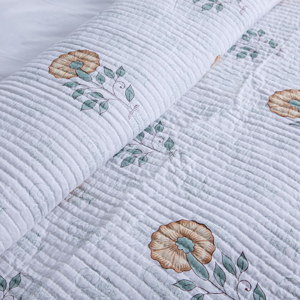 Serene Ensemble - Pure Cotton Bedcover with two matching pillow covers