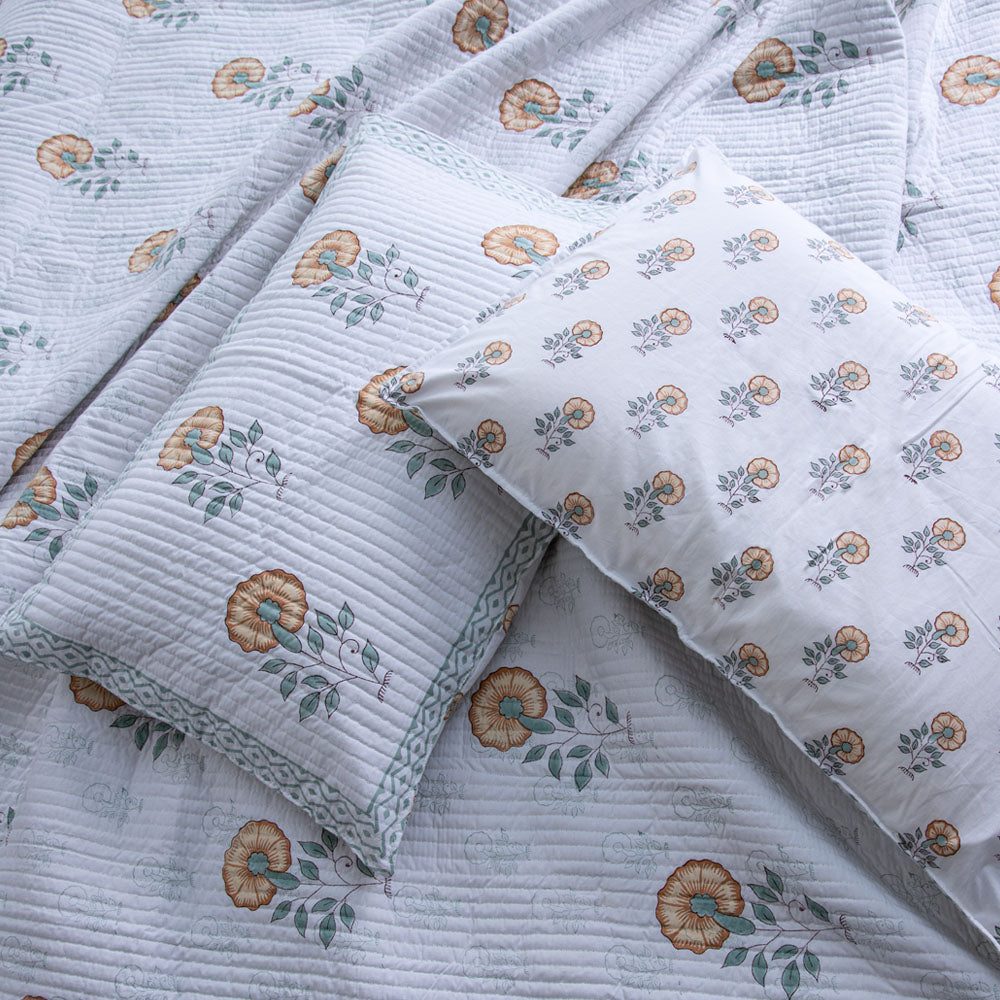 Serene Ensemble - Pure Cotton Bedcover with two matching pillow covers
