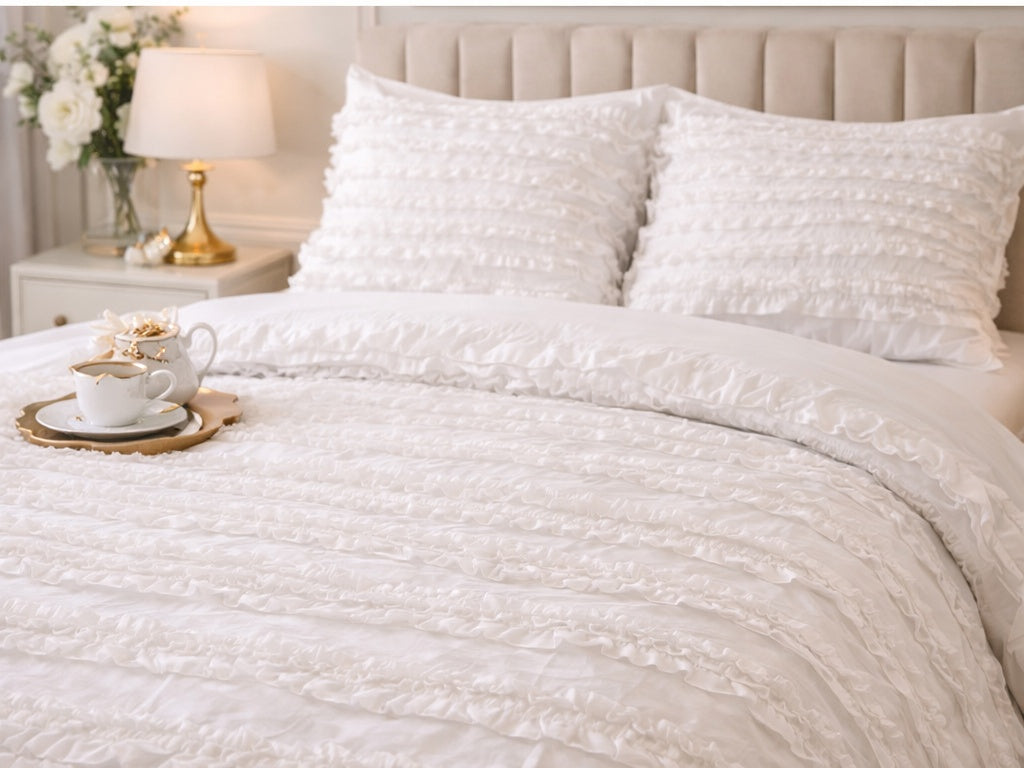 The Ivory Ruffled Bedding Set