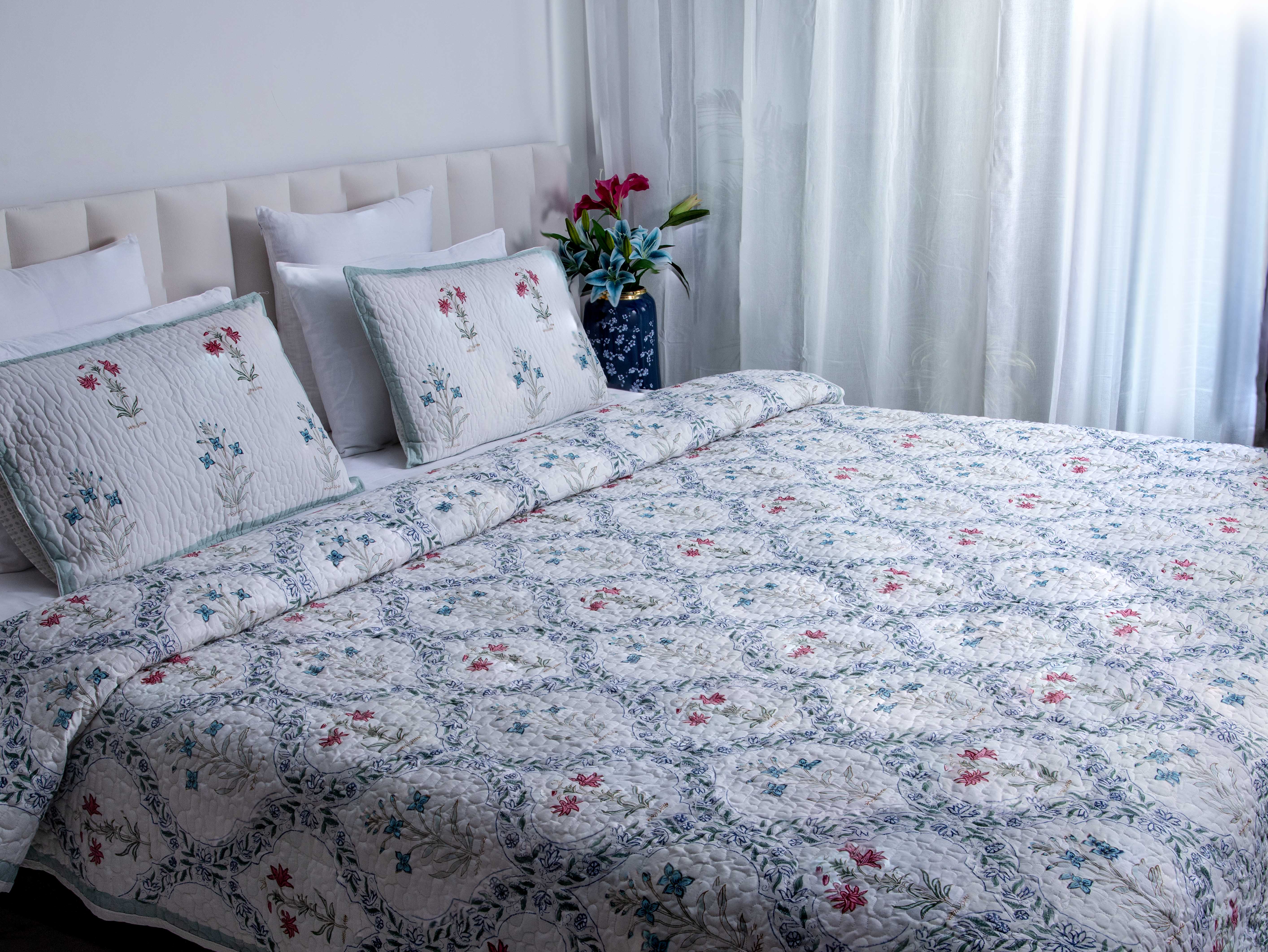 Luxe Retreat- Pure Cotton Bedcover with two matching pillow covers