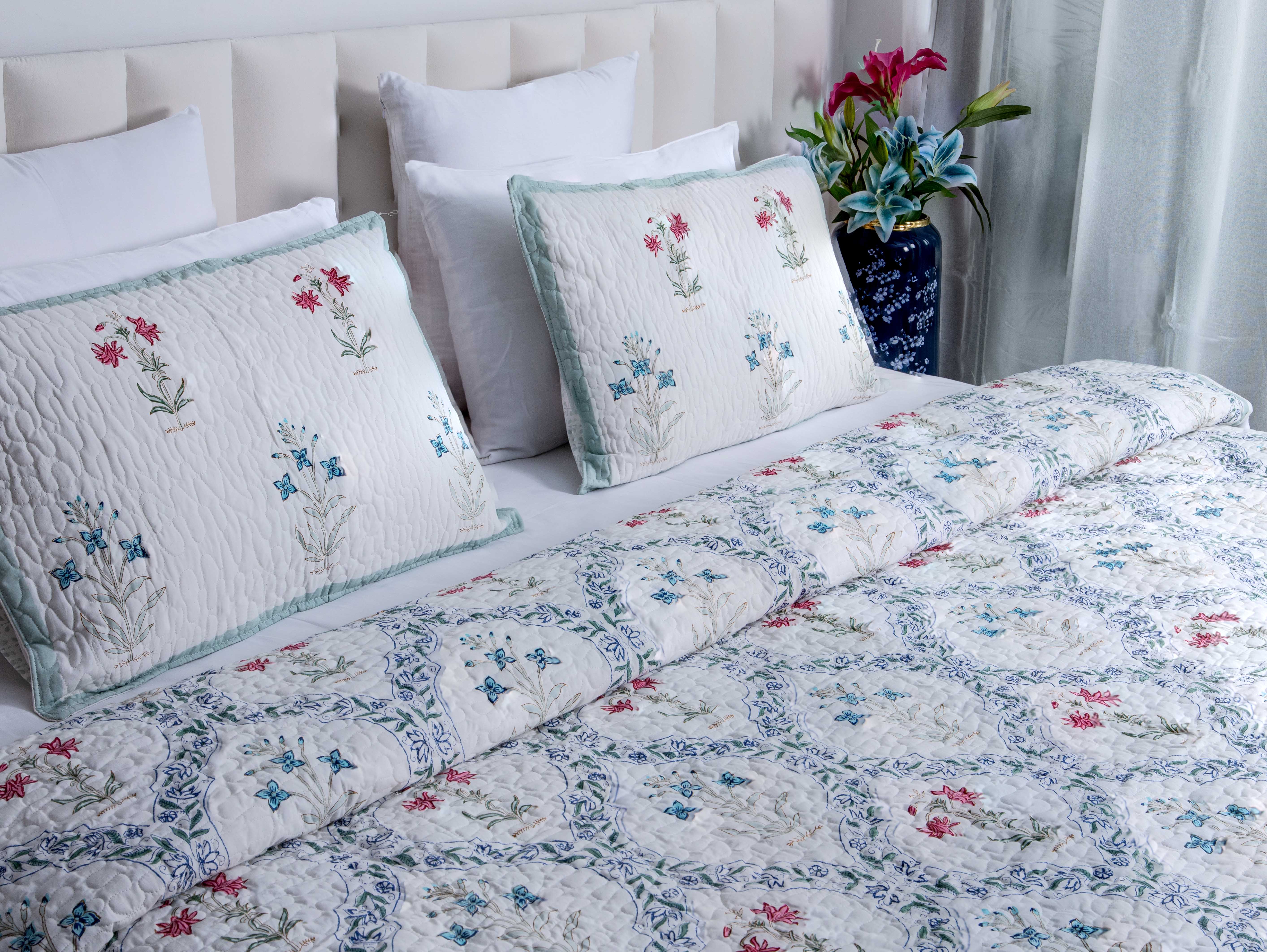 Luxe Retreat- Pure Cotton Bedcover with two matching pillow covers
