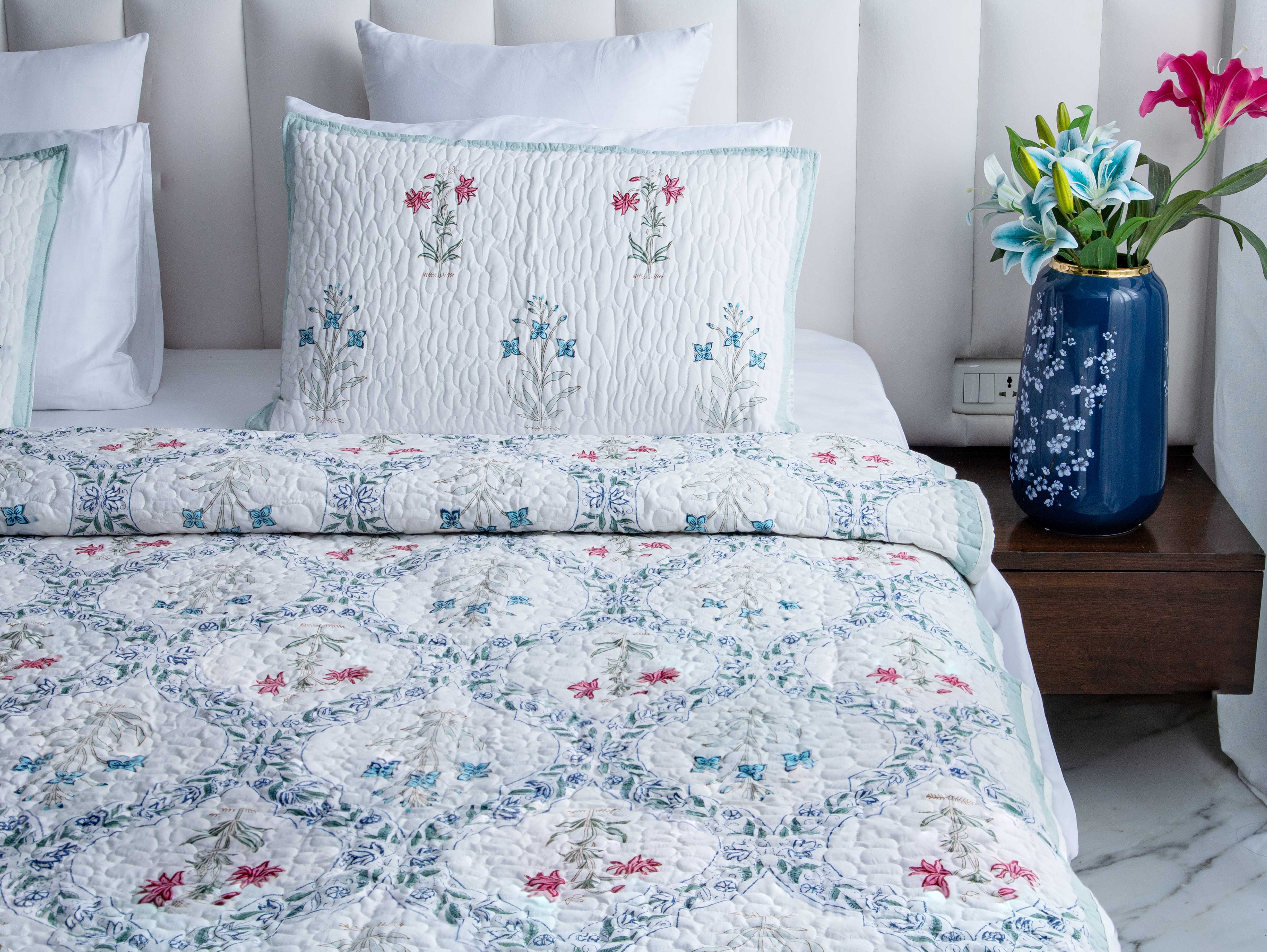 Luxe Retreat- Pure Cotton Bedcover with two matching pillow covers