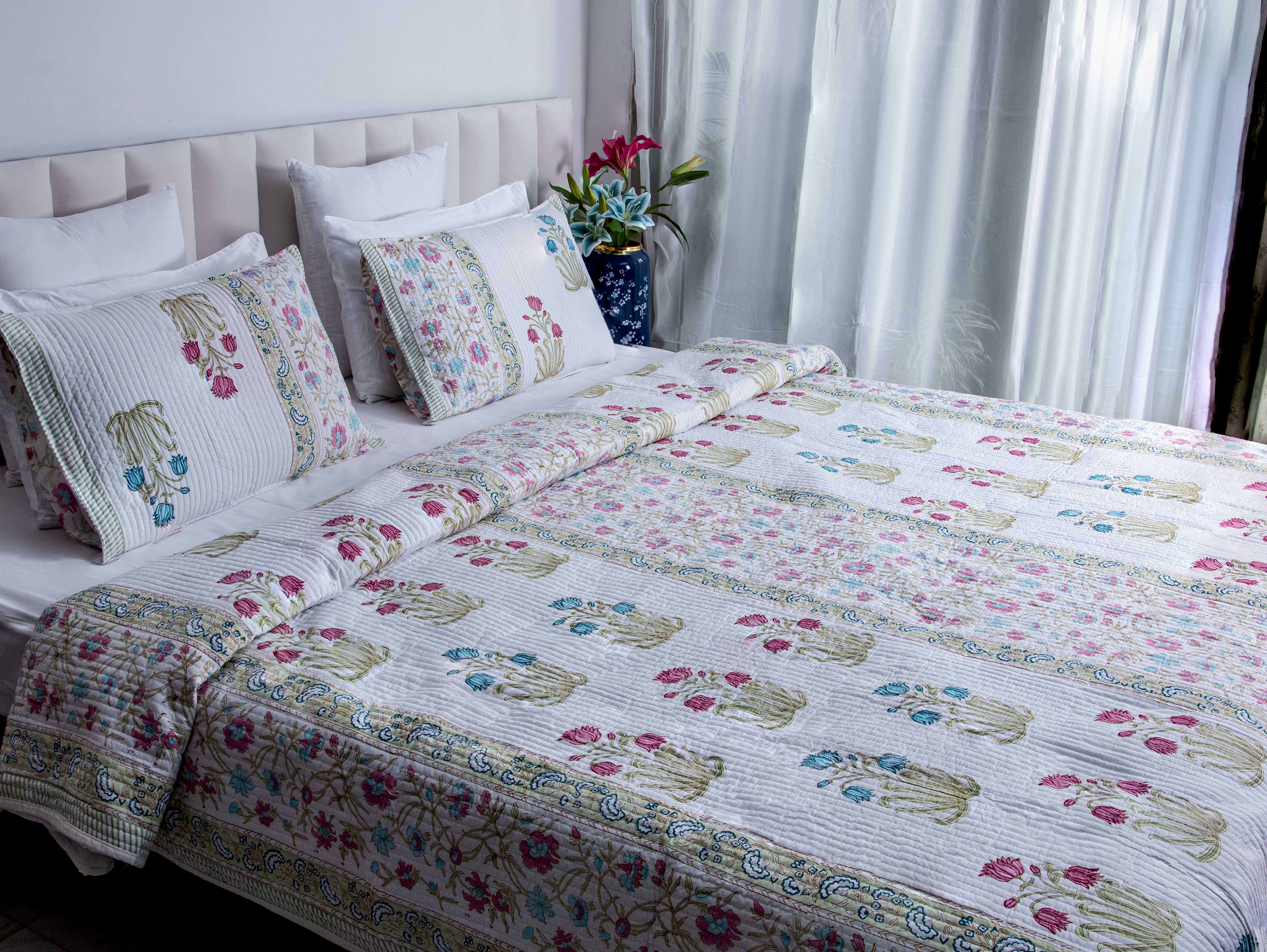 Regal Symphony- Pure Cotton Bedcover with two matching pillow covers