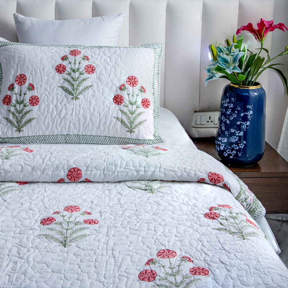 Lavish Ensemble - Pure Cotton Bedcover with two matching Pillow covers