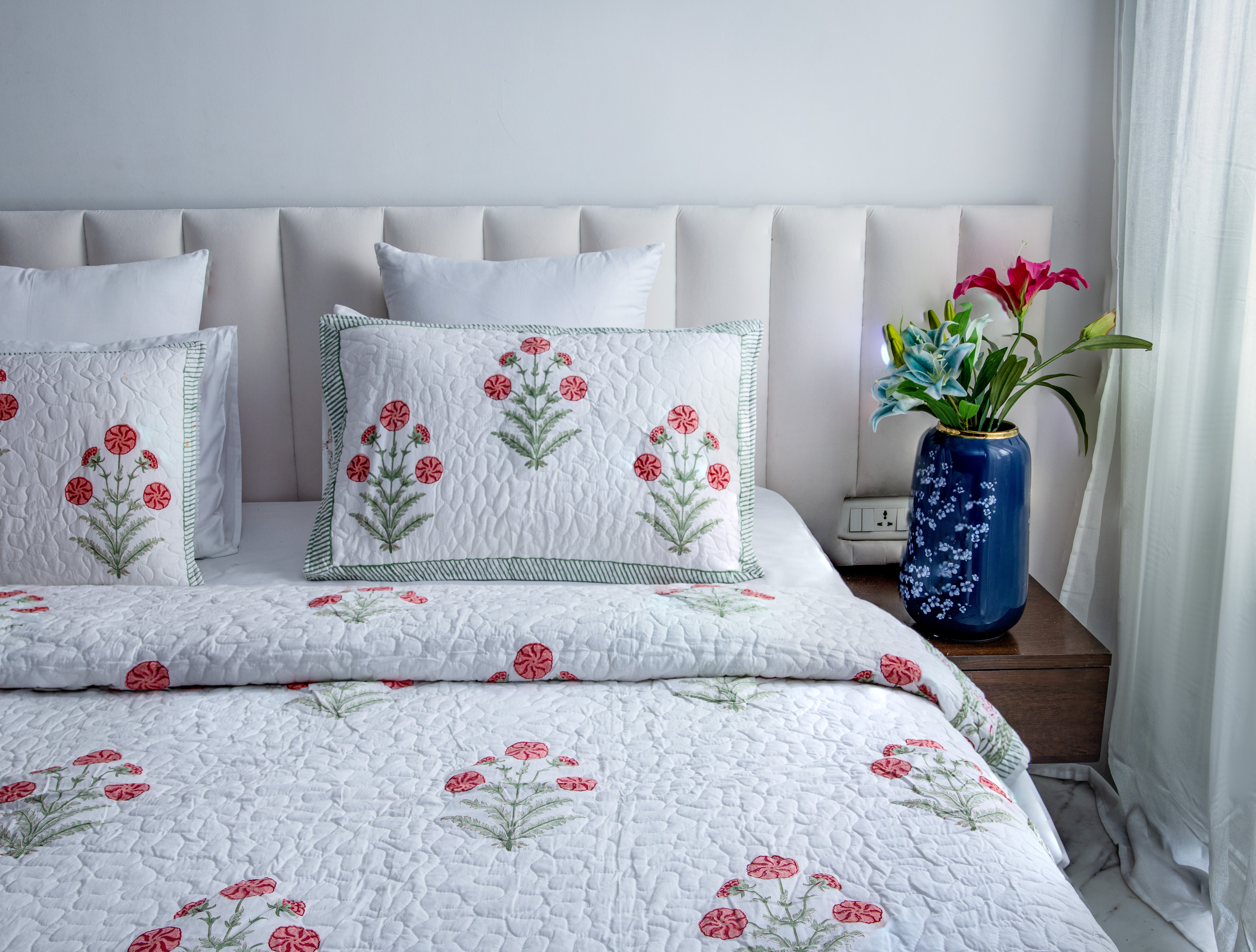 Lavish Ensemble - Pure Cotton Bedcover with two matching Pillow covers