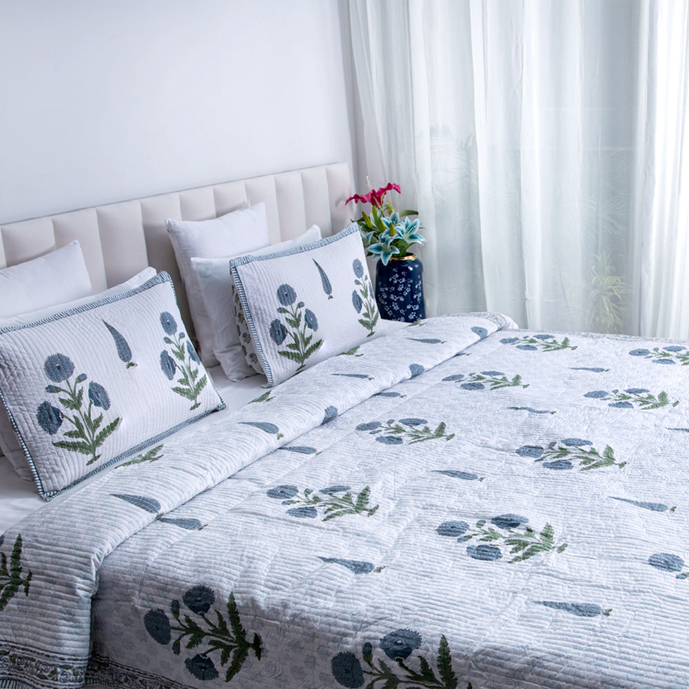 Luxurious Bliss- Pure Cotton Bedcover with two matching pillow covers