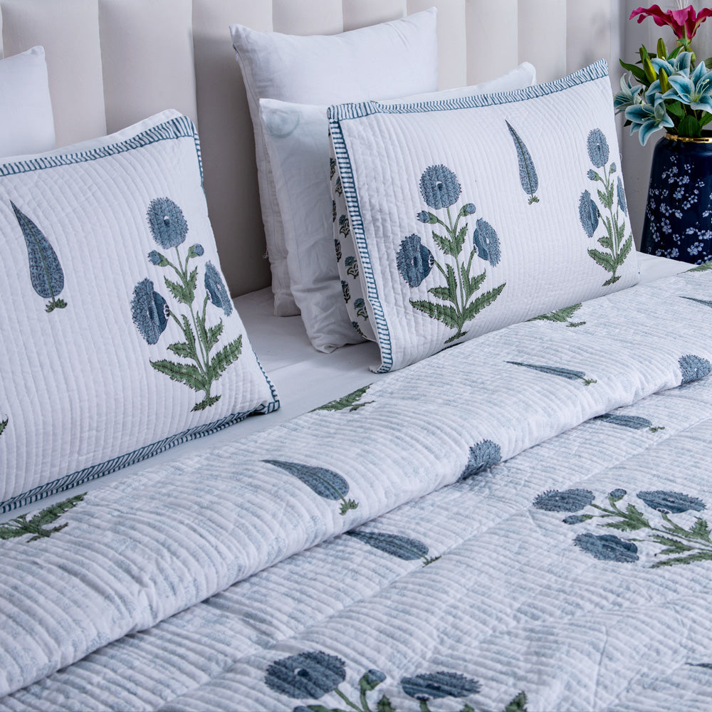 Luxurious Bliss- Pure Cotton Bedcover with two matching pillow covers