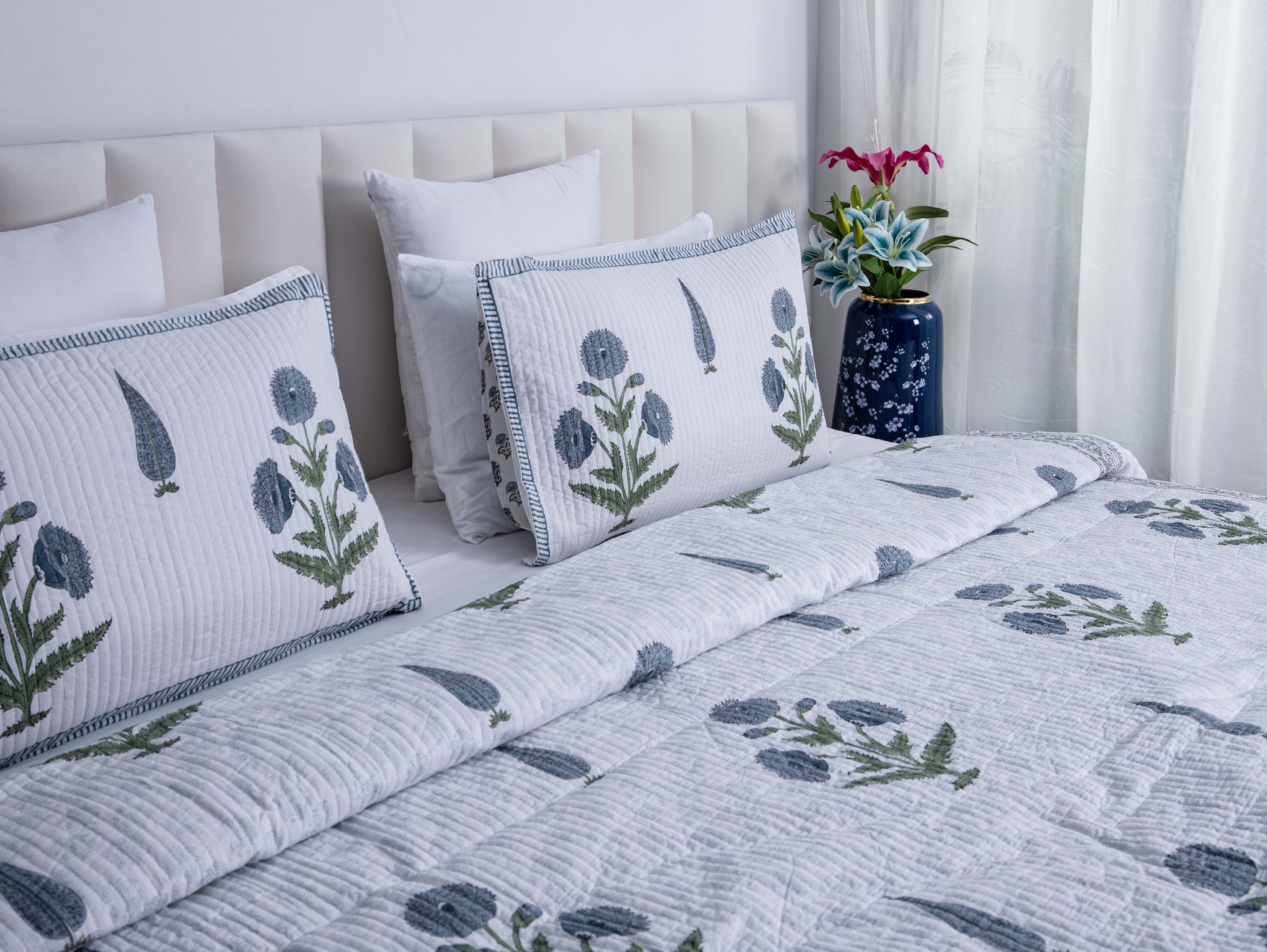 Luxurious Bliss- Pure Cotton Bedcover with two matching pillow covers