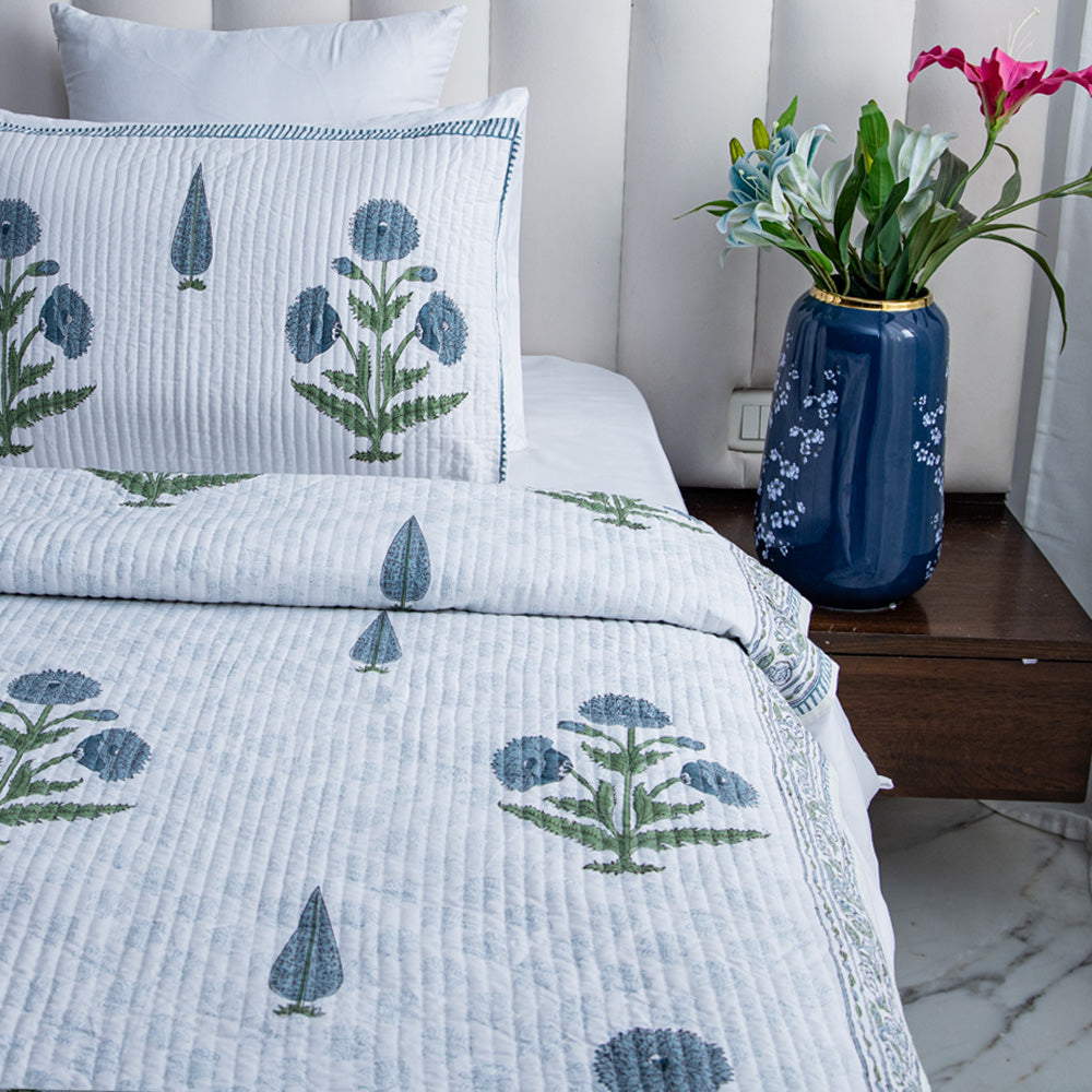 Luxurious Bliss- Pure Cotton Bedcover with two matching pillow covers