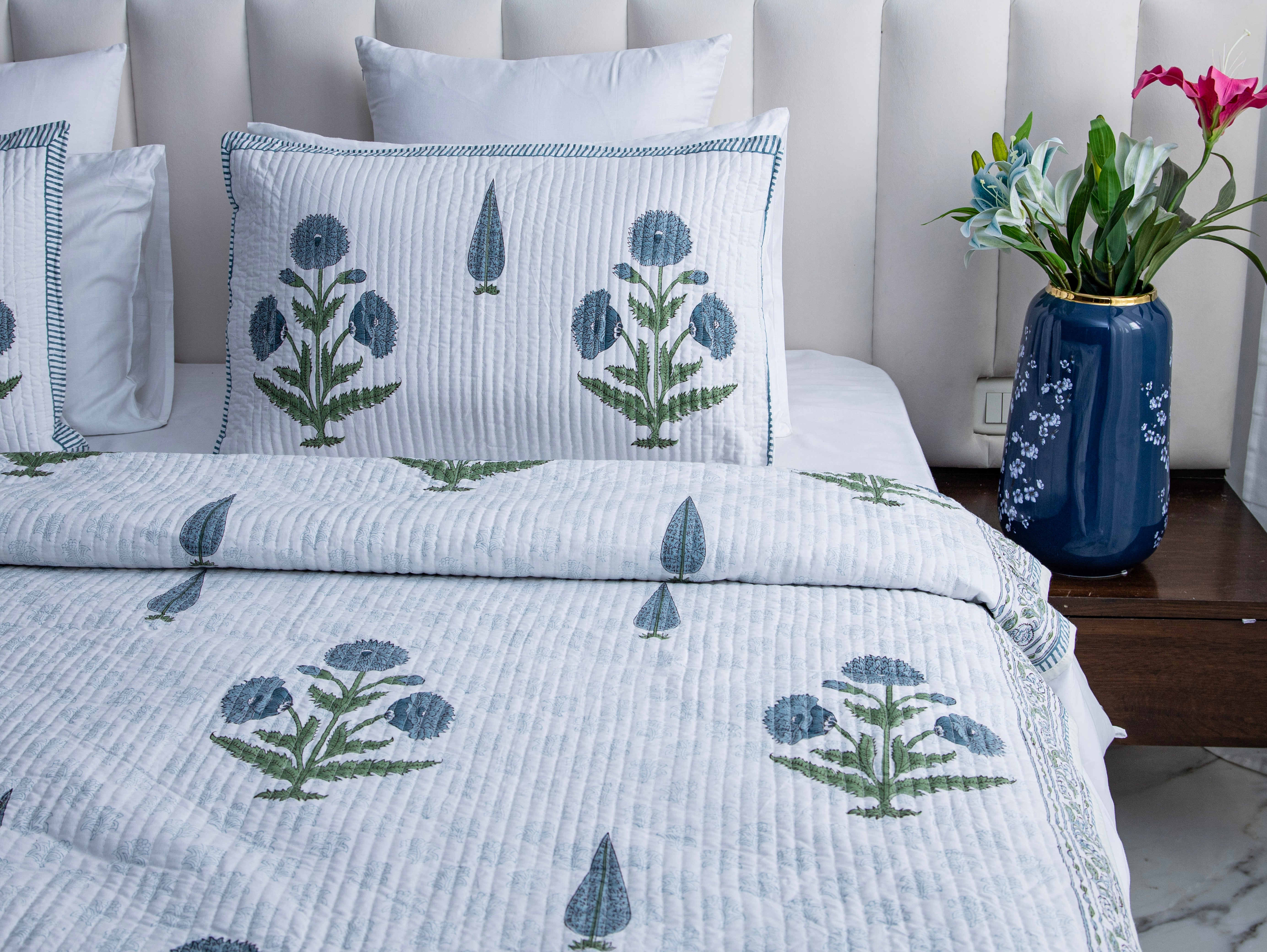 Luxurious Bliss- Pure Cotton Bedcover with two matching pillow covers