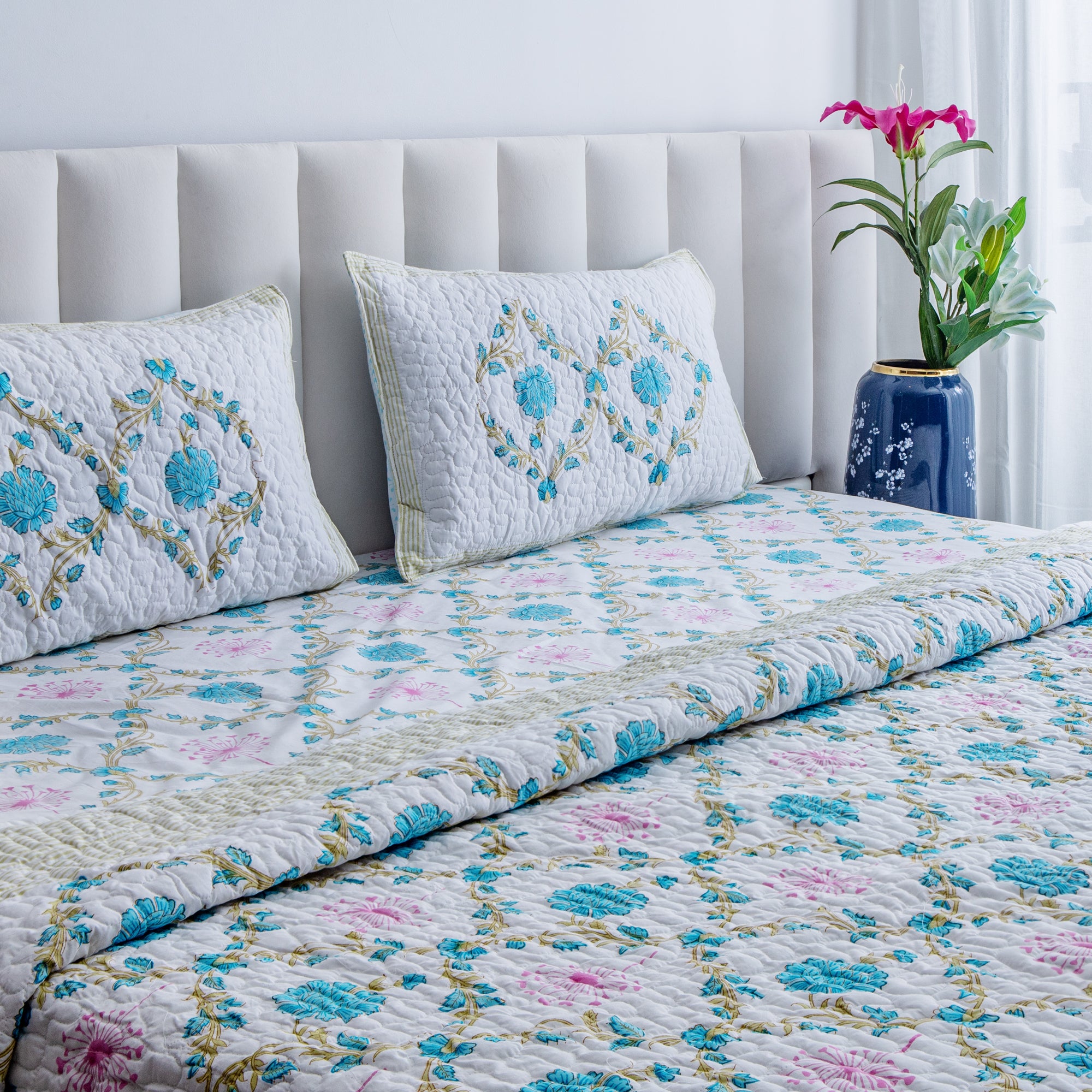 Summer Breeze - Pure Cotton Bedcover with two matching pillow covers