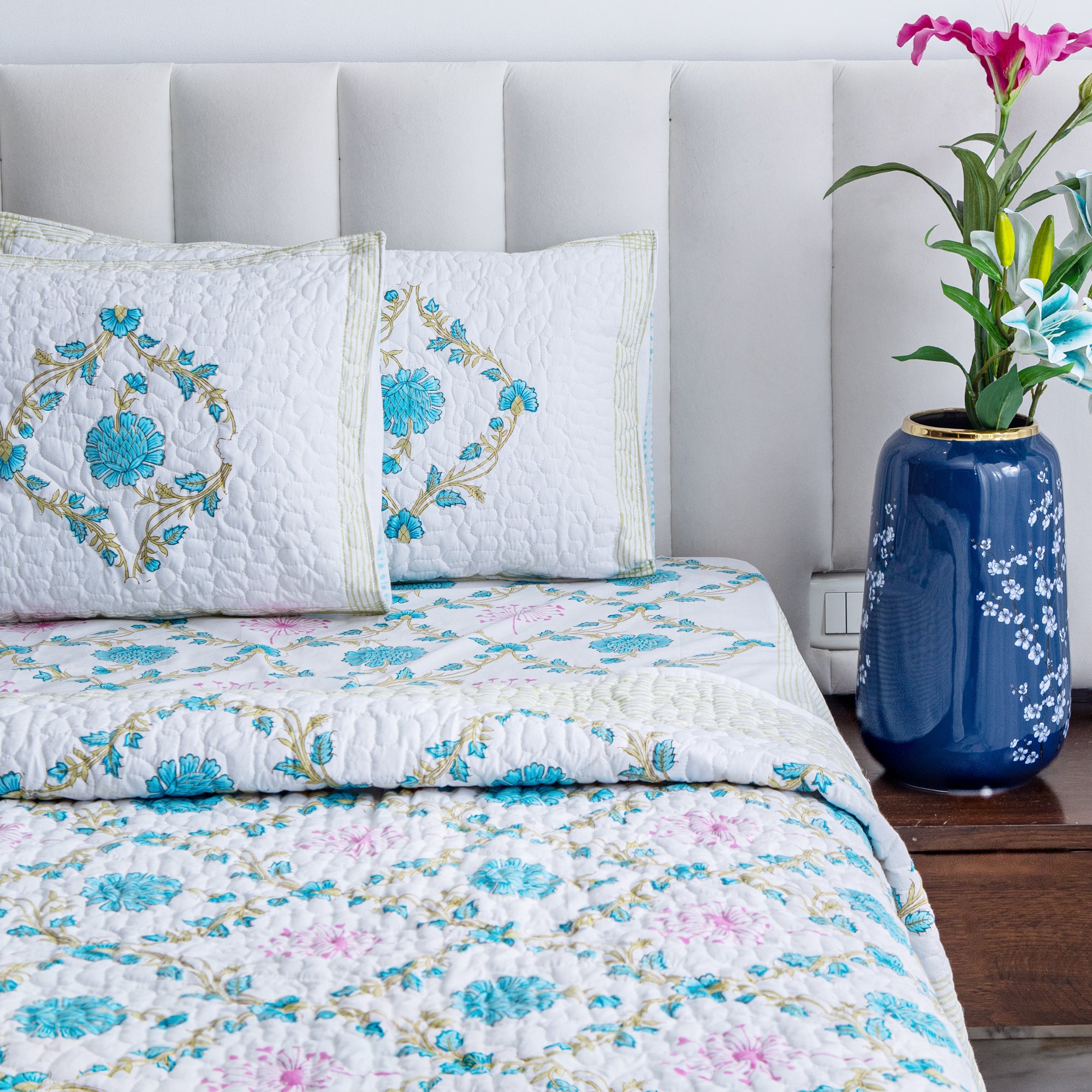 Summer Breeze - Pure Cotton Bedcover with two matching pillow covers