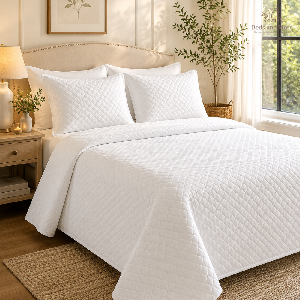 The Ivory Cotton Bedcover with two matching pillow covers