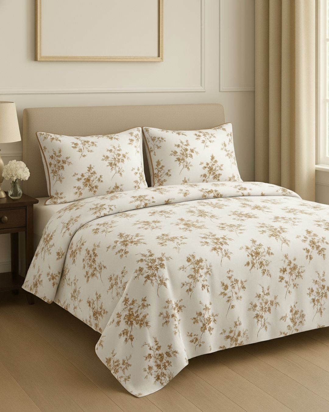 Floral Breeze - Cotton Bedsheet Set with Two Pillow Covers