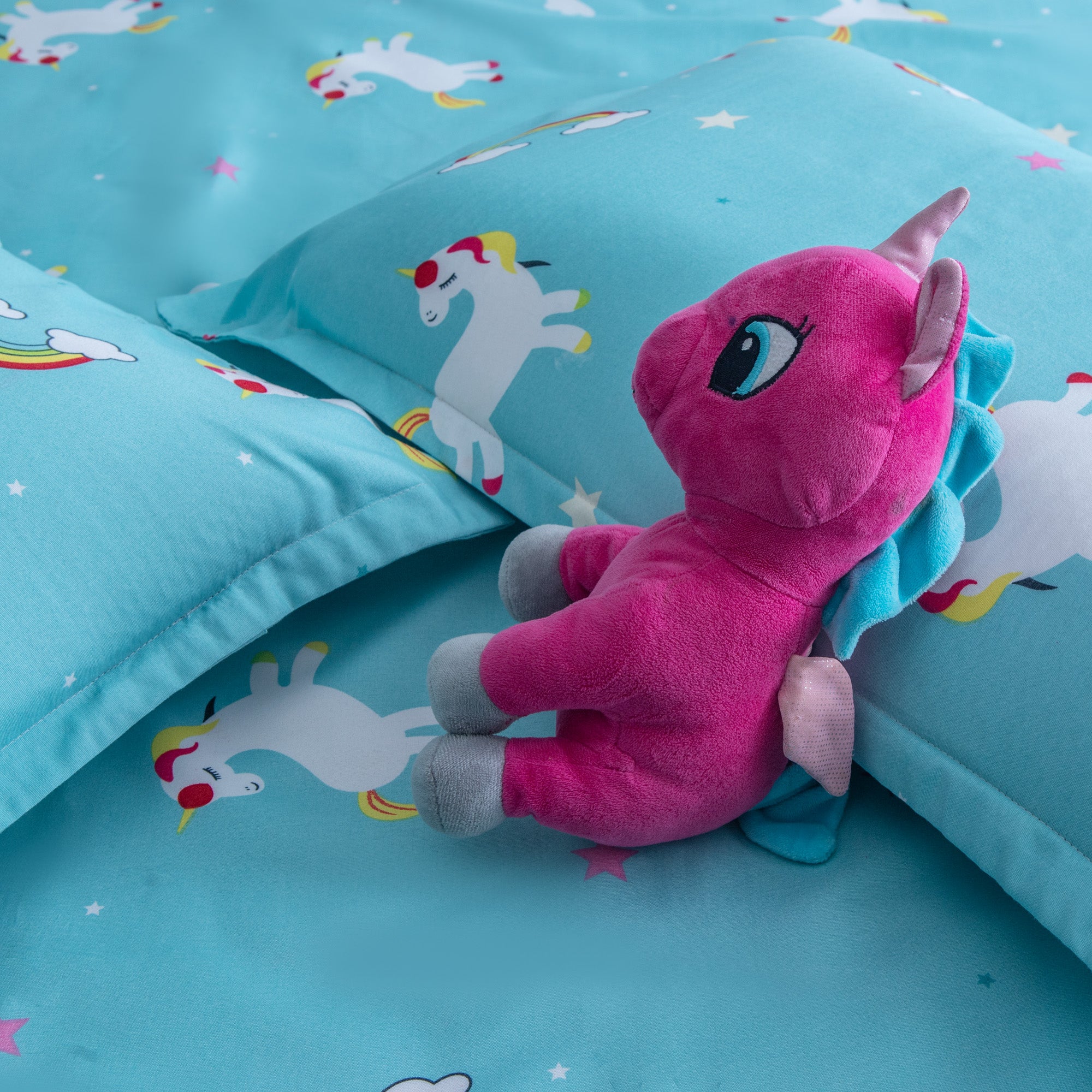 Unicorn and Me - Queen size bedsheet with two matching pillow covers