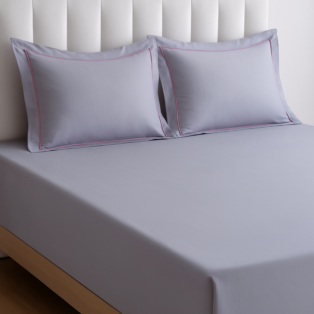 Cush Alley Border -  600TC Super King Size Cotton Bedsheet with matching pillow covers
