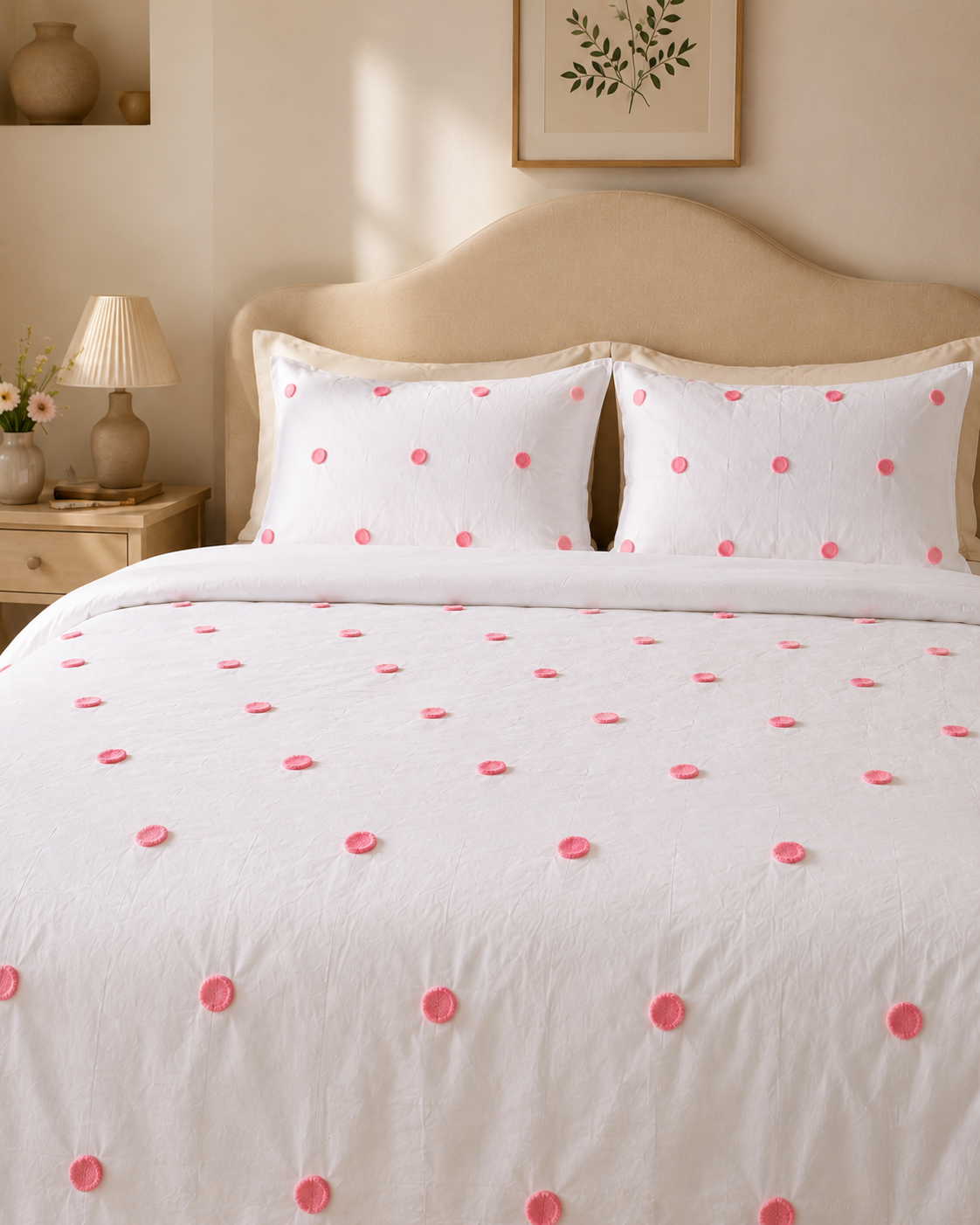 Pink Polka Dots Pure Cotton Bedding