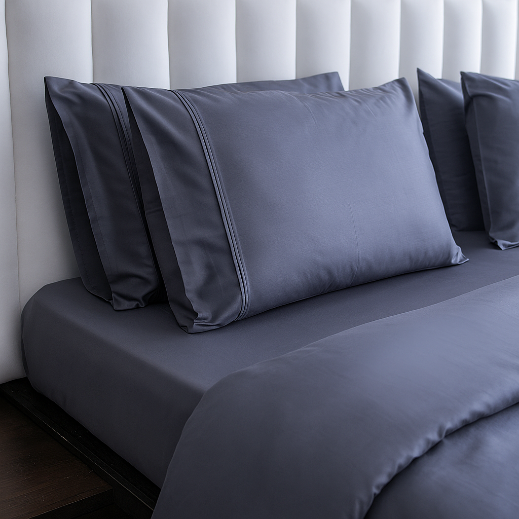 Dark Grey Bedsheet with 4 matching pillow covers - Super King Size bedsheet