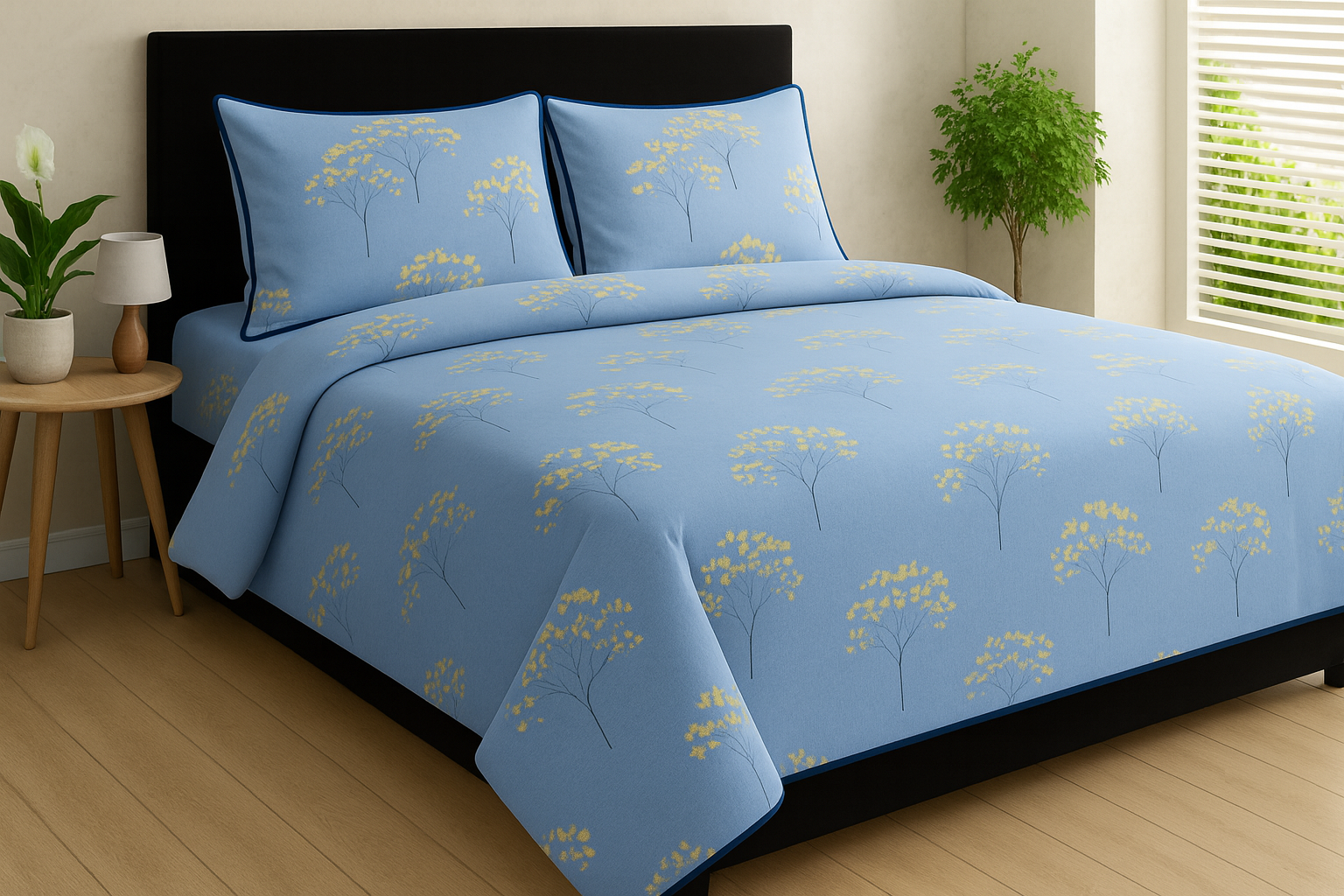 Dandelions Dance - Cotton Bedsheet Set with Two Pillow Covers