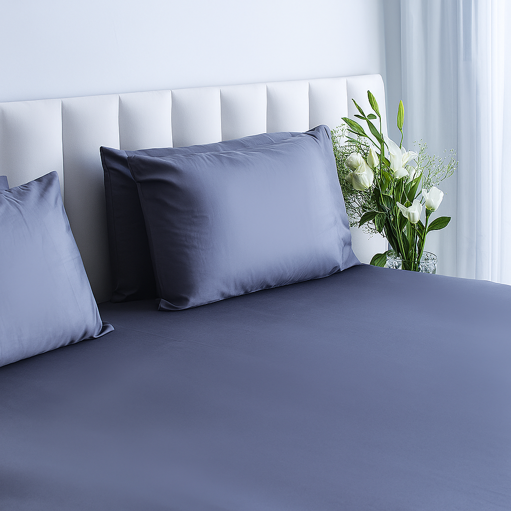 Dark Grey Bedsheet with 4 matching pillow covers - Super King Size bedsheet