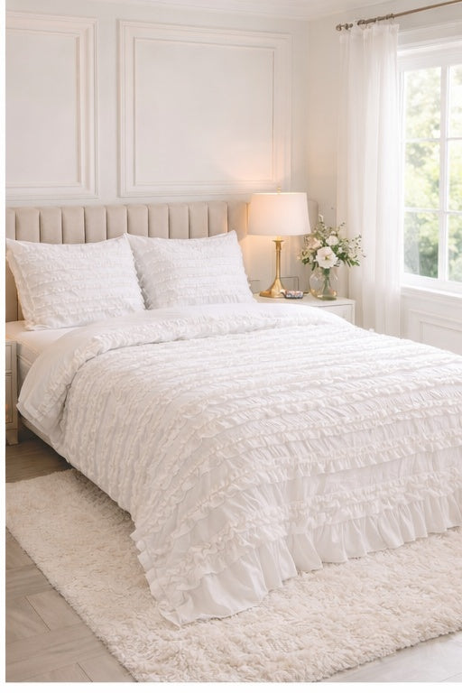 The Ivory Ruffled Bedding Set