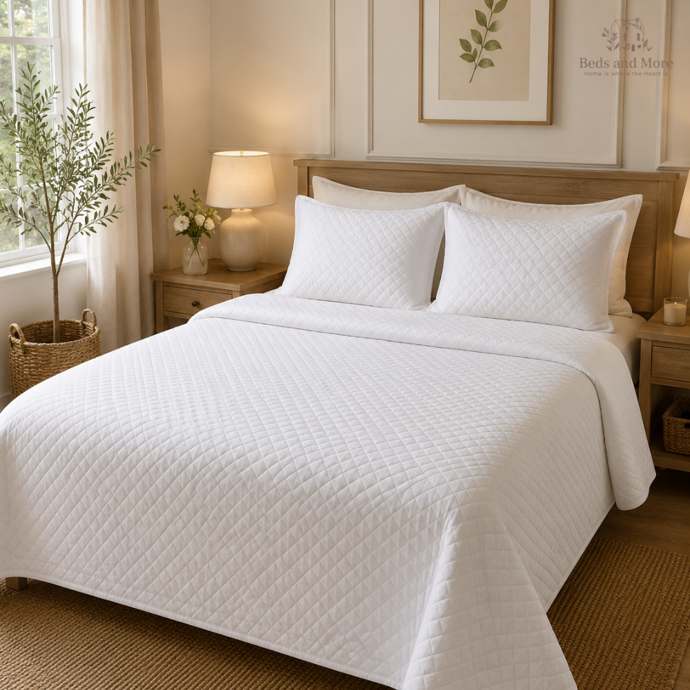 The Ivory Cotton Bedcover with two matching pillow covers